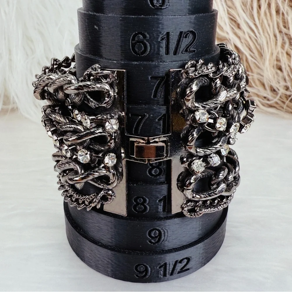 Vintage Chunky Weighted Black gunmetal Bling Chain Bracelet